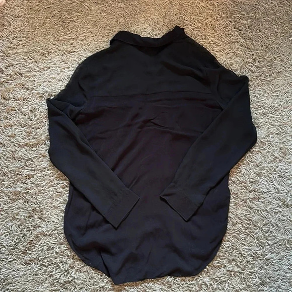 BCBG Long Sleeve Sheer Black Button Up Business Blouse-Size Medium - Picture 6 of 6